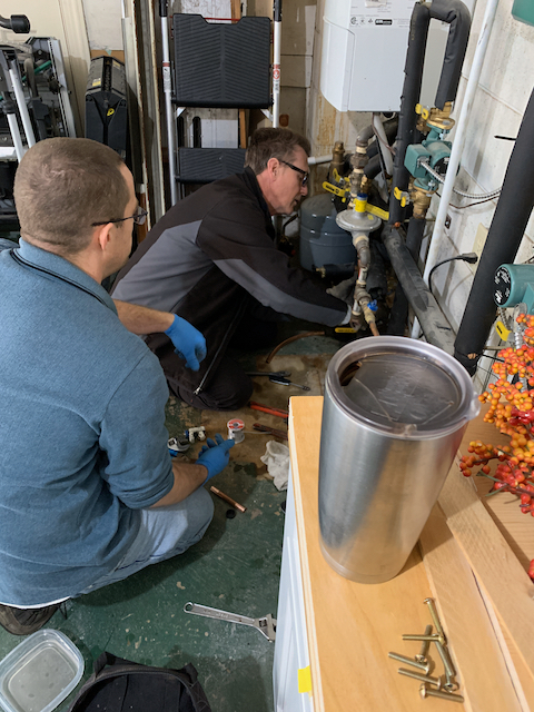 Rusty working on the boiler